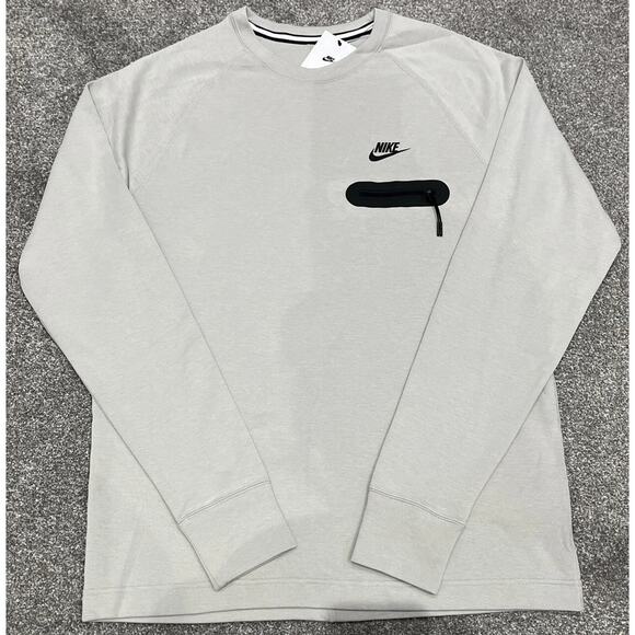 Nike Sportswear Tech Fleece Mens Large Tall Lightweight Long Sleeve Top Iron Ore - Picture 1 of 9